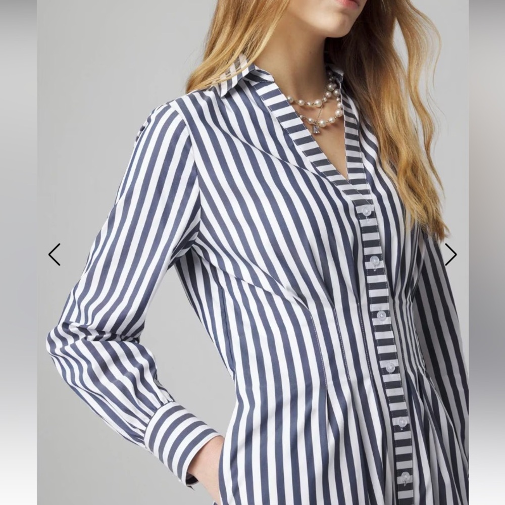 WHBM Long Sleeve Poplin Shirt Dress sz 8 - Picture 5 of 11